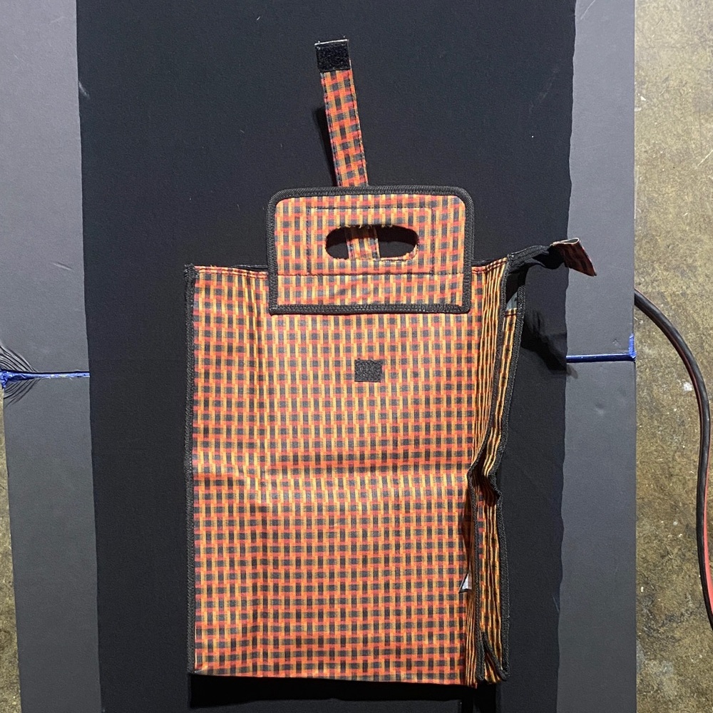 Stylish Checkered Travel Bag - Black and Orange